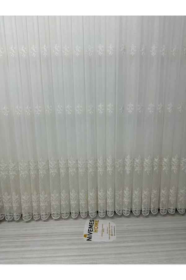 NİVEMESHOME ROYA ЗОЛОТАЯ ВЫШИВКА 5167 1/3 ГУСТОЙ ЧЕХЛОЧНЫЙ ТЮЛЬ ЗАНАВЕС КГД