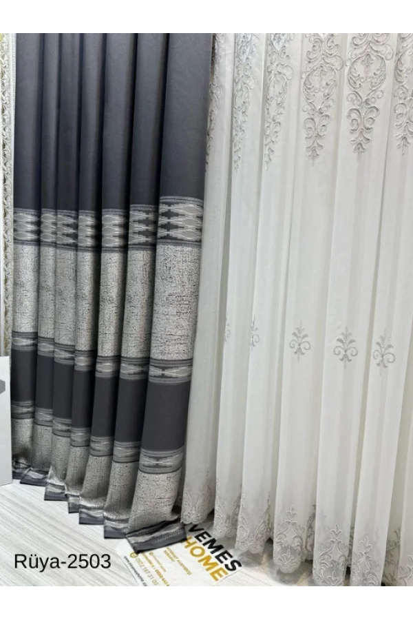 NİVEMESHOME МЕЧТА FT671477 АНТРАЦИТ V-2503 1/3 ТЕСНО ПОТЕРТЫЙ ЗАНАВЕС APM