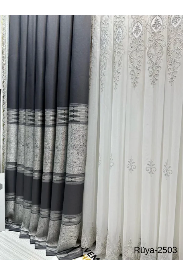 NİVEMESHOME МЕЧТА FT671477 АНТРАЦИТ V-2503 1/3 ТЕСНО ПОТЕРТЫЙ ЗАНАВЕС APM