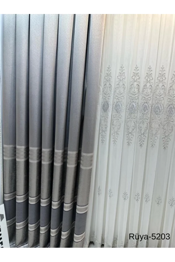 NİVEMESHOME TRAUM FT671477 GRAU V-5203 1/3 DICHT GEFALTETE VORHANG APM