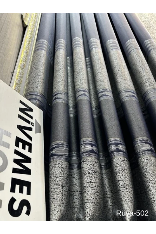 NİVEMESHOME RÜYA FT671477 LACİVERT V-502 1/3 SIK PİLELİ FON PERDE APM