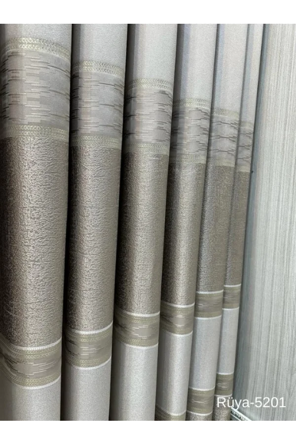 NİVEMESHOME DREAM FT671477 STONE V-5201 1/3 DENSE PLEATED BACKGROUND CURTAIN APM