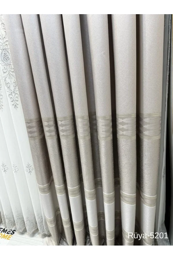 NİVEMESHOME DREAM FT671477 STONE V-5201 1/3 DENSE PLEATED BACKGROUND CURTAIN APM