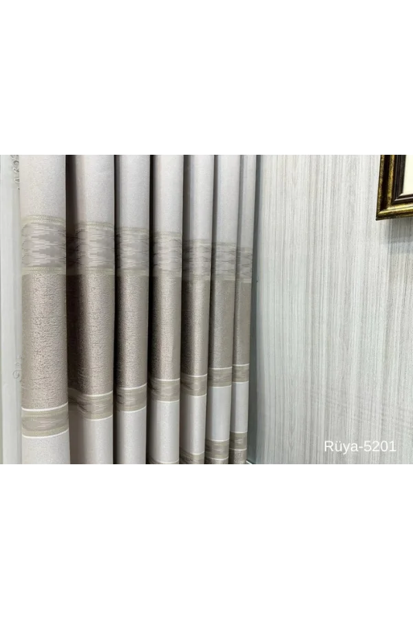 NİVEMESHOME DREAM FT671477 STONE V-5201 1/3 DENSE PLEATED BACKGROUND CURTAIN APM