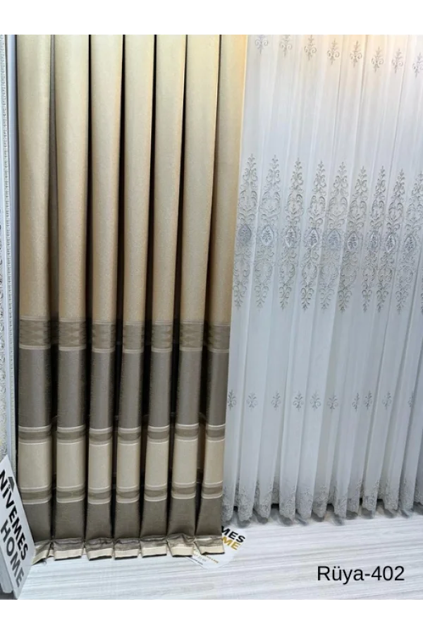 NİVEMESHOME TRAUM FT671477 VİZON V-402 1/3 DİKTİRGEN FON PERDE APM