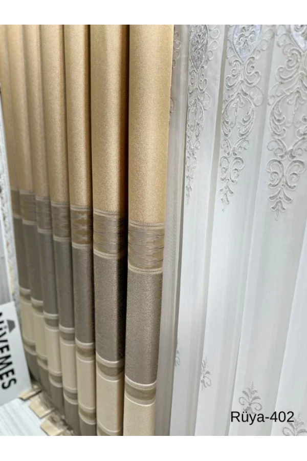 NİVEMESHOME TRAUM FT671477 VİZON V-402 1/3 DİKTİRGEN FON PERDE APM