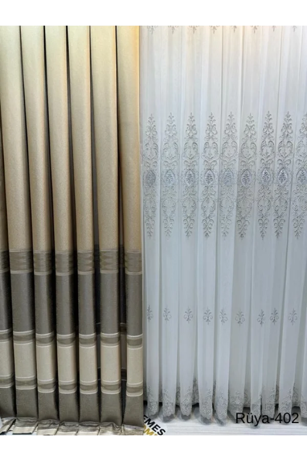 NİVEMESHOME TRAUM FT671477 VİZON V-402 1/3 DİKTİRGEN FON PERDE APM