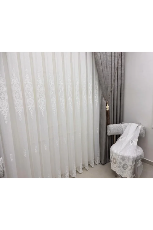 NİVEMESHOME  SAFİR BEYAZ 1/3 TÜL PERDE