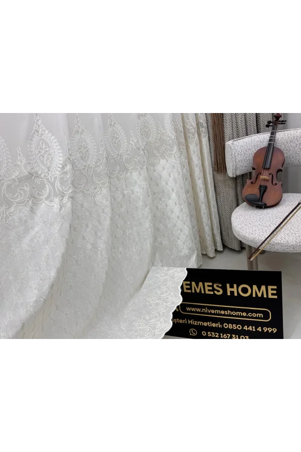 NIVEMESHOME SAFIR TERCIOPELO ORO 1/3 TÜL PERDE