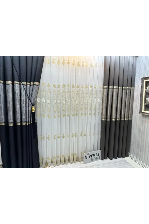 NİVEMESHOME ŞAHMARAN 1/3 SIK PİLELİ TÜL PERDE APM