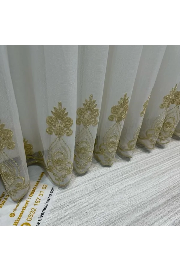 NİVEMESHOME ŞAHMARAN 1/3 SIK PİLELİ TÜL PERDE APM