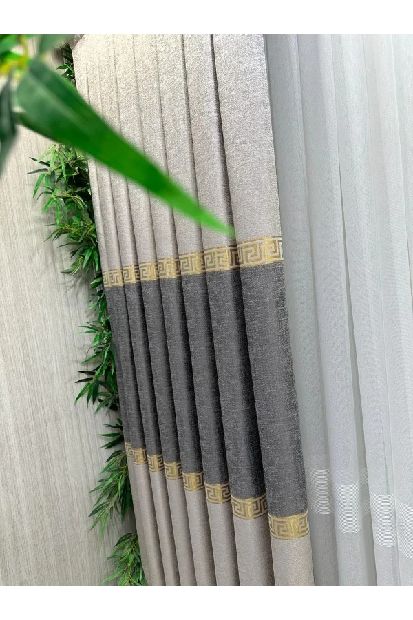 NİVEMESHOME САЛДА ГРИ V-2002 1/3 ГУСТОГО ИГРА ПЛИССИРОВАННОЕ ЗАНАВЕС ПЗМ