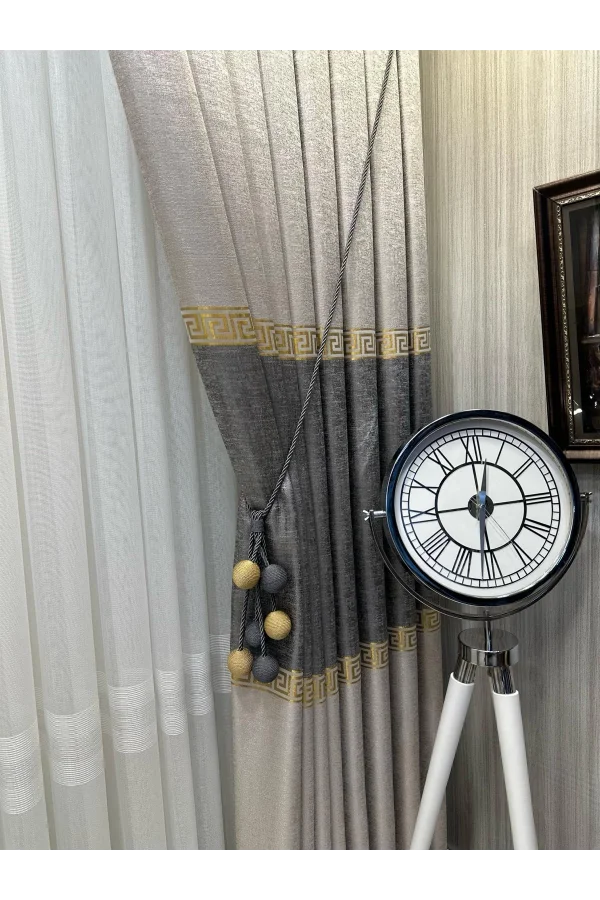 NİVEMESHOME САЛДА ГРИ V-2002 1/3 ГУСТОГО ИГРА ПЛИССИРОВАННОЕ ЗАНАВЕС ПЗМ