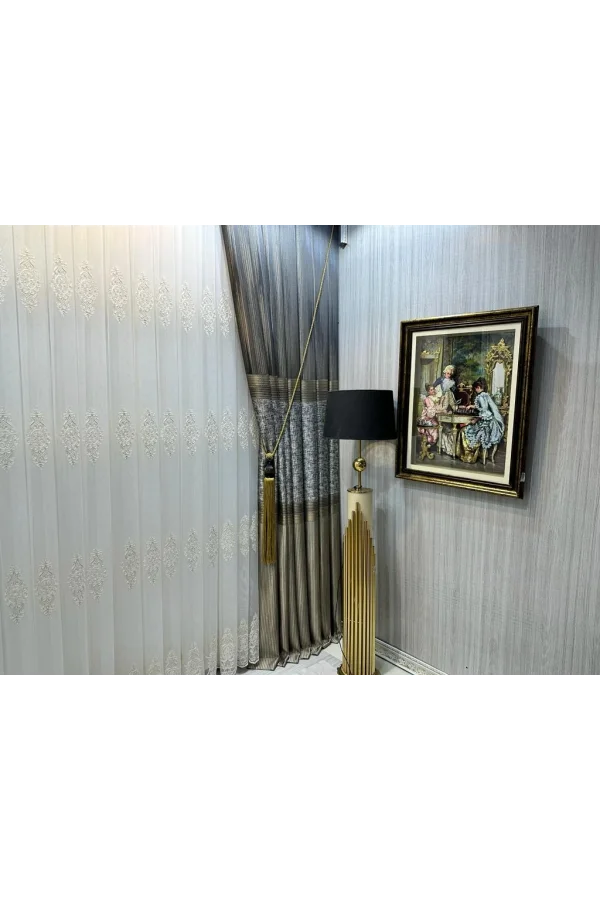 NİVEMESHOME SAMANDAĞ BEYAZ ZEMİN 1/3 SIK PİLELİ TÜL PERDE APM