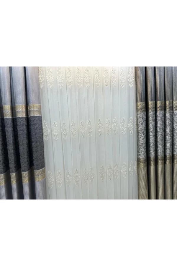 NİVEMESHOME SAMANDAĞ BEYAZ ZEMİN 1/3 SIK PİLELİ TÜL PERDE APM