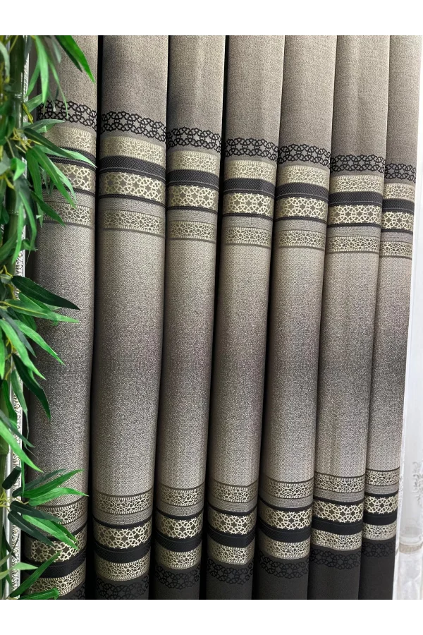 NİVEMESHOME SAMANDAĞ FT 614286  V_5302  KAHVE  1/3 SIK PİLELİ FON PERDE APM