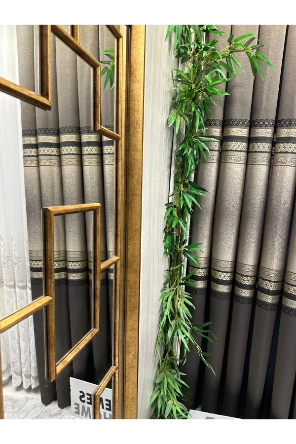 NİVEMESHOME SAMANDAĞ FT 614286  V_5302  KAHVE  1/3 SIK PİLELİ FON PERDE APM