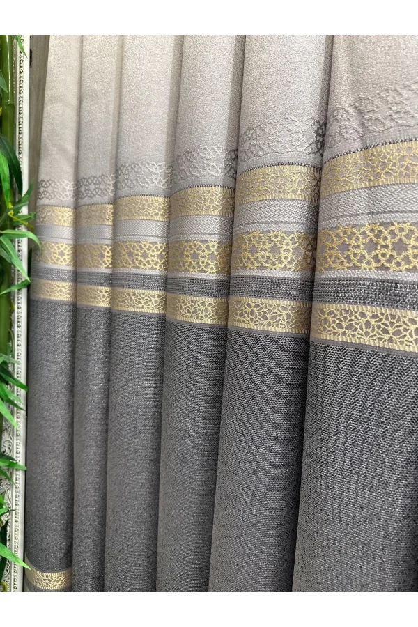 NİVEMESHOME SAMANDAĞ FT614286  V_5403 GRİ  1/3 SIK PİLELİ FON PERDE APM