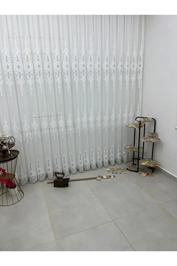 NİVEMESHOME SELEN 2895 GÜMÜŞ  1/2,5 PİLELİ TÜL PERDE APM