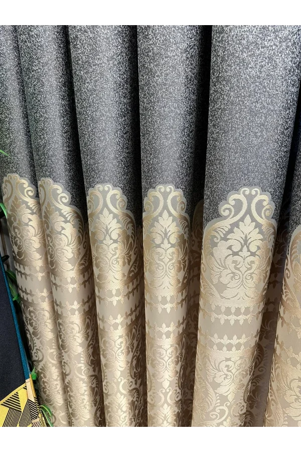 NİVEMESHOME SİDE FT632057 V-101 GRAY-CREAM 1/3 DENSE PLEATED SHEER CURTAIN APM