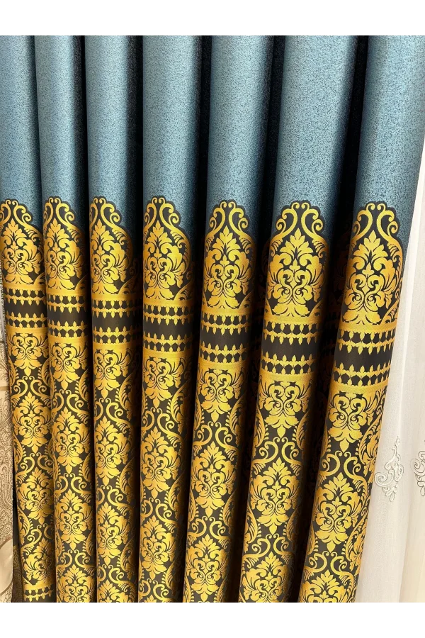 NİVEMESHOME SİDE FT632057 V- 2504 TURKUAZ 1/3 ПЛОТНЫЙ ПЛЕТЕНЫЙ ФОНОВЫЙ ЗАНАВЕС APM