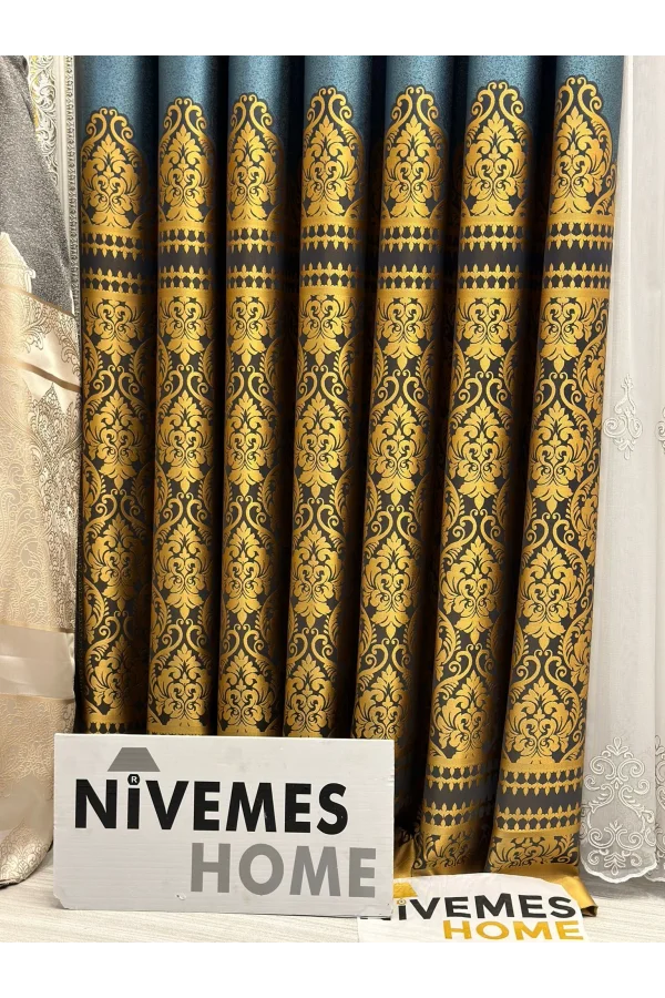 NİVEMESHOME SİDE FT632057 V- 2504 TURKUAZ 1/3 ПЛОТНЫЙ ПЛЕТЕНЫЙ ФОНОВЫЙ ЗАНАВЕС APM