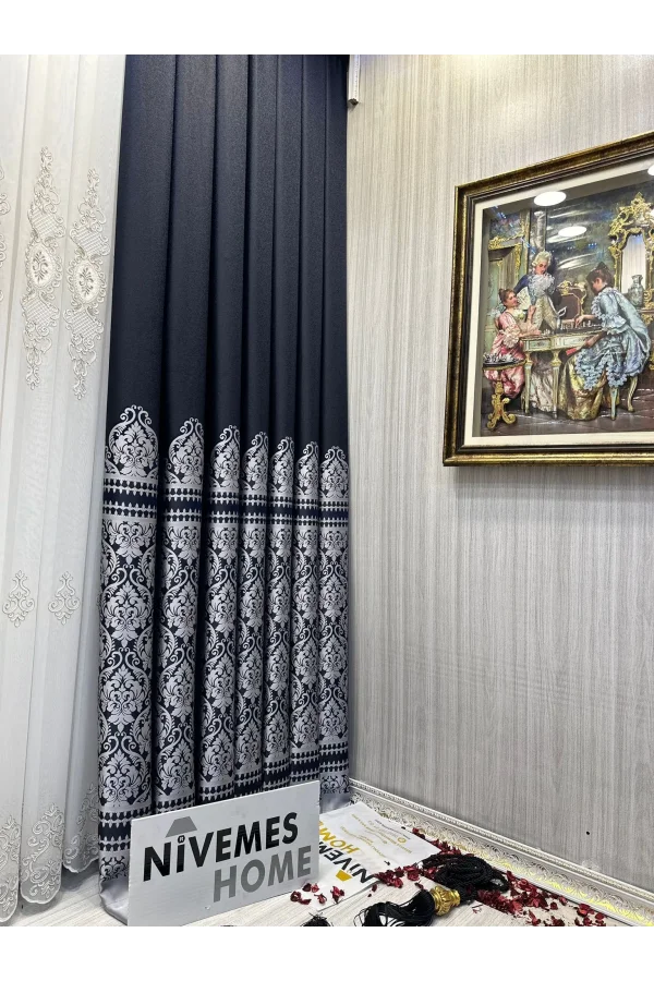 NİVEMESHOME SİDE FT632057 V- 504 NEGRO 1/3 PLISADA CORTINA DE FONDO APM