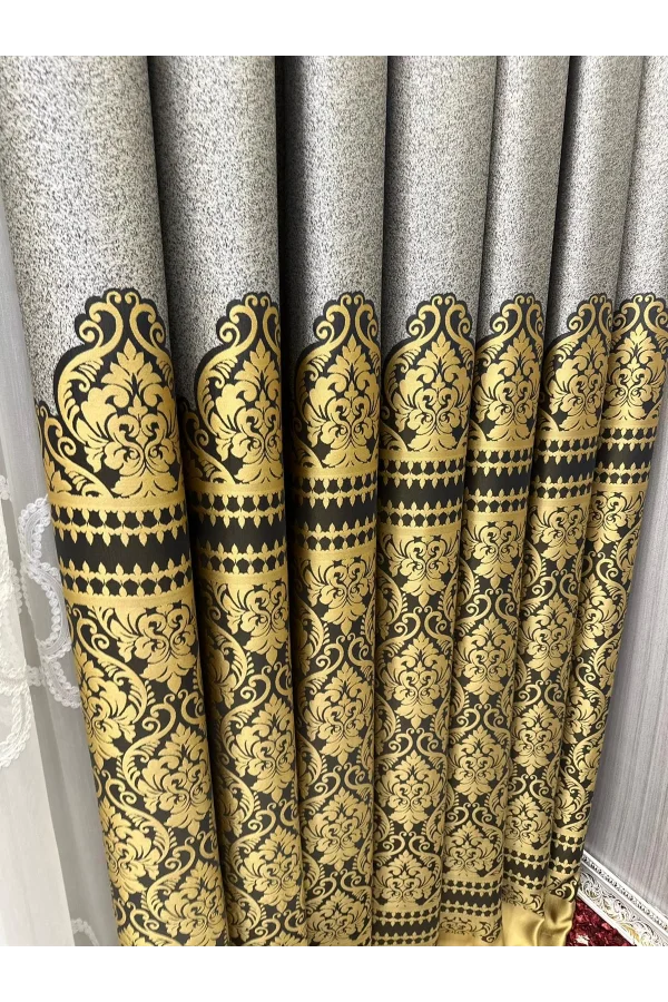 NİVEMESHOME SİDE GRİ-GOLD FT632057 V-2503 1/3 SIK PİLELİ FON PERDE APM