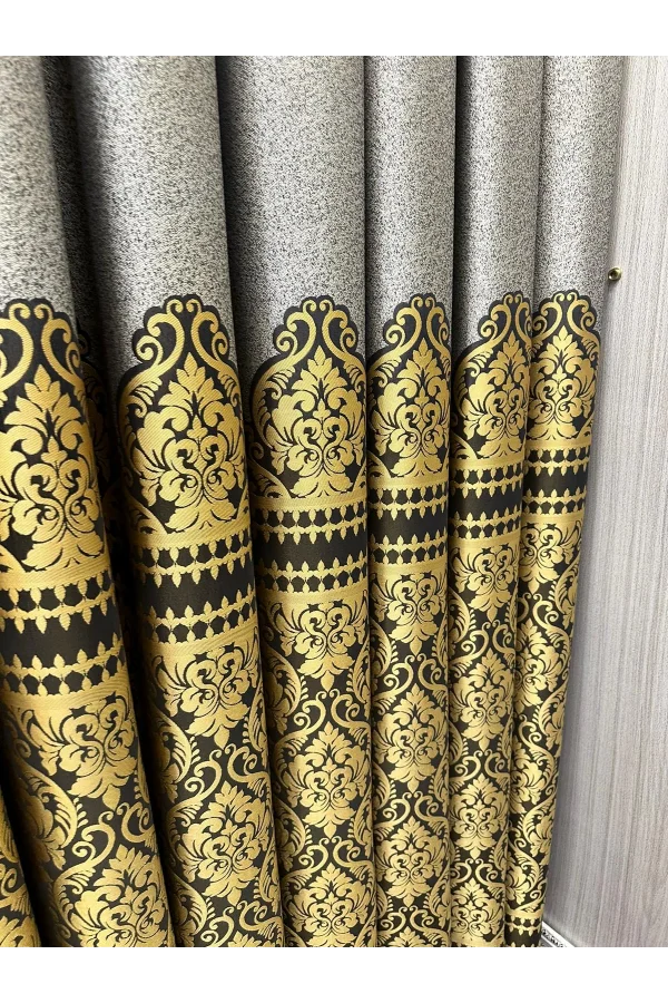 NİVEMESHOME SİDE GRİ-GOLD FT632057 V-2503 1/3 SIK PİLELİ FON PERDE APM