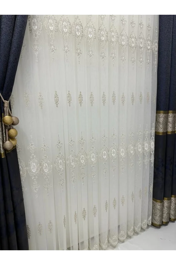 NİVEMESHOME SIERRA TENDA IN TULLE CON PILE FITTIZZATO 108 1/3 DORO APM