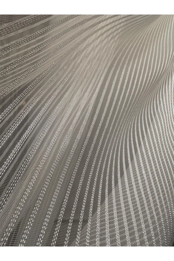 NİVEMESHOME ŞİMAL GÜMÜŞ DETAYLI 1/3 SIK PİLELİ TÜL PERDE APM