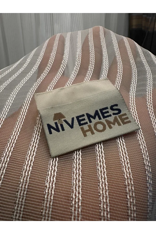 NİVEMESHOME ŞİMAL GÜMÜŞ DETAYLI 1/3 SIK PİLELİ TÜL PERDE APM