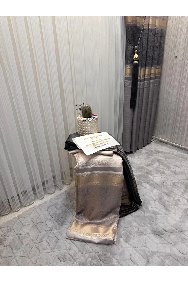 NİVEMESHOME ŞİMAL GÜMÜŞ DETAYLI 1/3 SIK PİLELİ TÜL PERDE APM