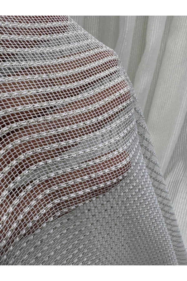 NİVEMESHOME SİMLA GOLD IŞILTILI 1/3 SIK PİLELİ TÜL PERDE APM