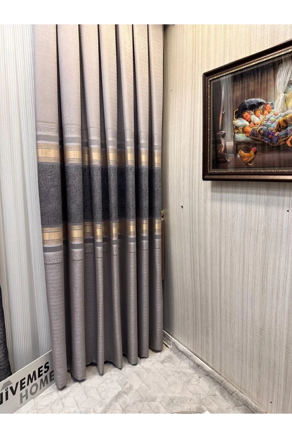 NİVEMESHOME ST.PİERRE FT614320 V_5403 GRİ   1/3 SIK PİLELİ FON PERDE APM