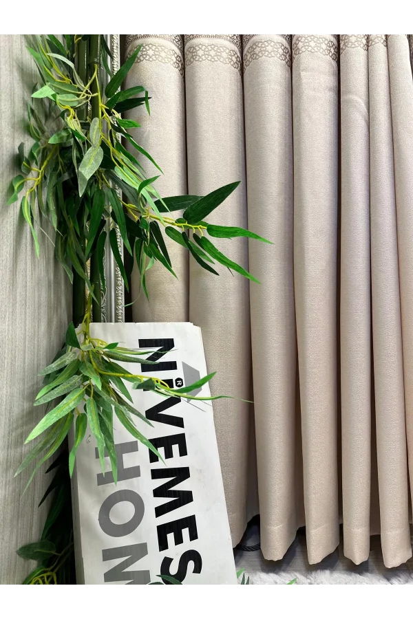 NİVEMESHOME SAMANDAĞ KREM  FT614286 V-101 1/3 SIK PİLELİ  FON PERDE APM