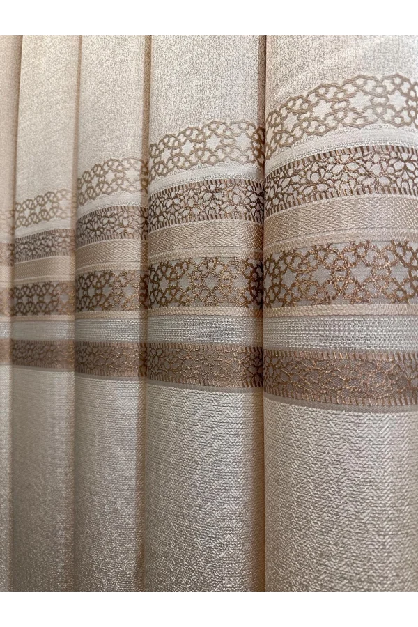 NİVEMESHOME SAMANDAĞ KREM  FT614286 V-101 1/3 SIK PİLELİ  FON PERDE APM