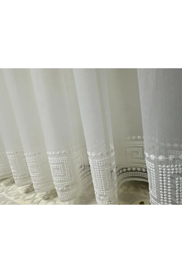 NİVEMESHOME TILSIM ETEK İŞLEMELİ 1/3 SIK PİLELİ TÜL PERDE APM