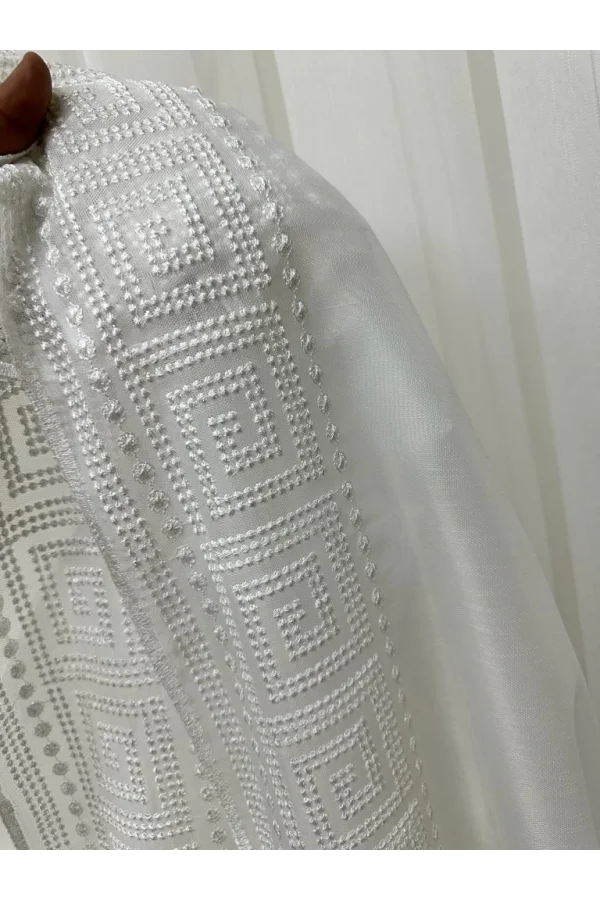 NİVEMESHOME TILSIM ETEK İŞLEMELİ 1/3 SIK PİLELİ TÜL PERDE APM