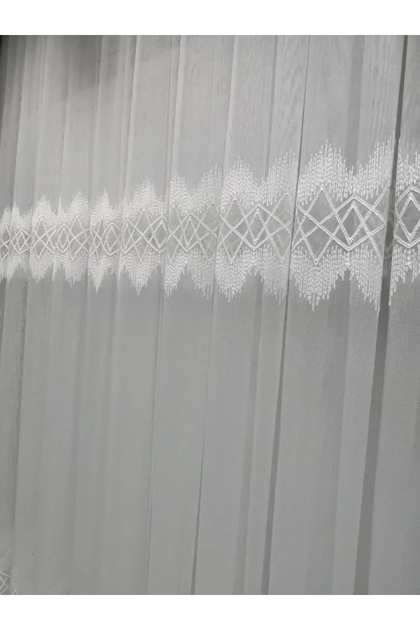 NİVEMESHOME TİTANUM NAKIŞLI KREM H5444 TM 1/3 SIK PİLE TÜL PERDE APM