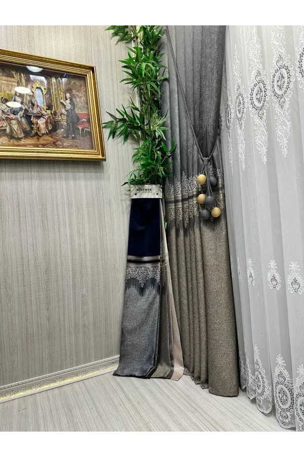 NİVEMESHOME TİTUS FJ632145 V-2548 TOPRAK 1/3 سنجيس بيليلي FARŞ PERDE APM