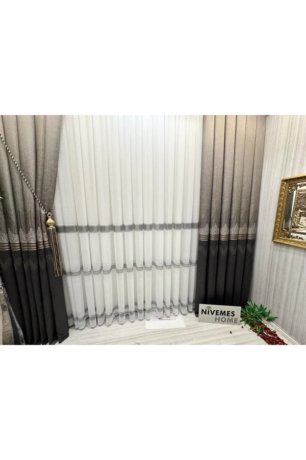 NİVEMESHOME TİTUS FJ632145 V-5329 КОФЕ 1/3 ТОЛСТЫЙ ПЛЮШЕВЫЙ ШТОРЫ APM