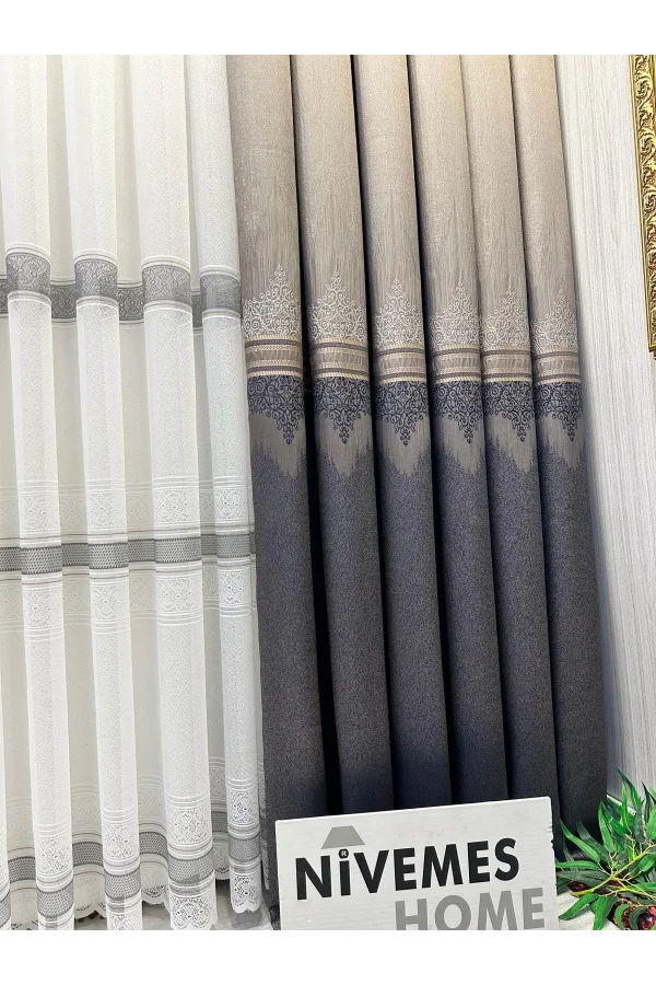 NİVEMESHOME TİTUS FJ632145 V-5329 КОФЕ 1/3 ТОЛСТЫЙ ПЛЮШЕВЫЙ ШТОРЫ APM