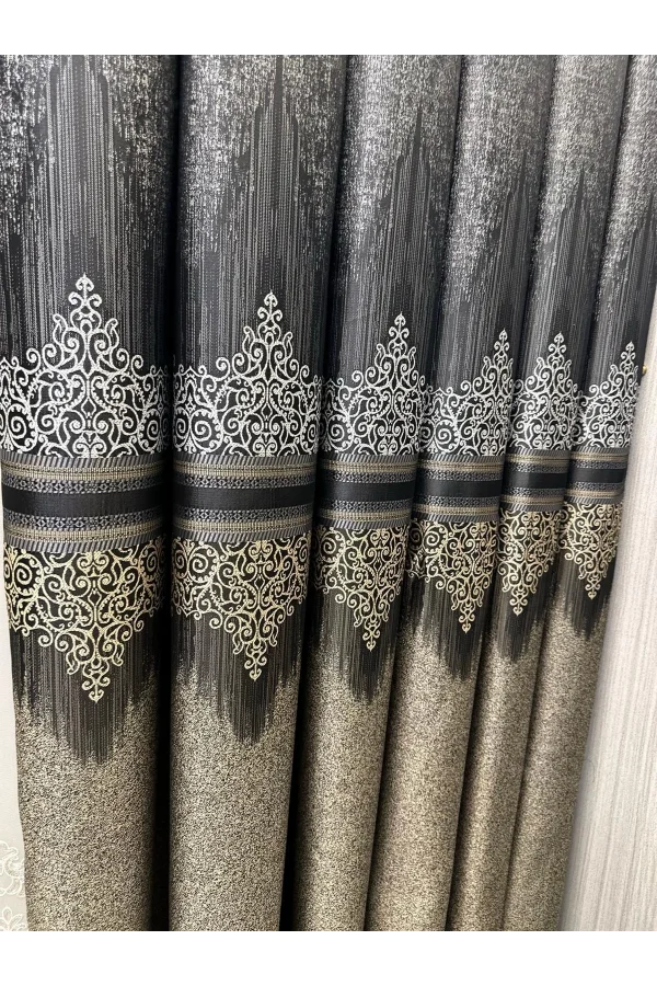 NİVEMESHOME TITUS FJ632145 V-913 SCHWARZ 1/3 DICK GEKNİFFENE FON VORHANG APM