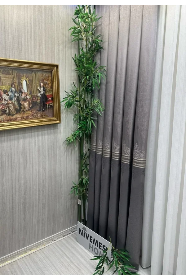 NİVEMESHOME ТИТУС СЕРЕБРЯНЫЙ FJ632145 V-5422 1/3 ПЛОТНО ПЛЕТЕНАЯ ЗАВЕСА АПМ