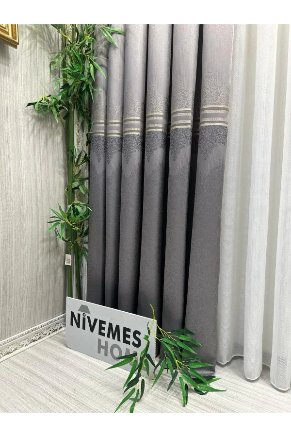 NİVEMESHOME ТИТУС СЕРЕБРЯНЫЙ FJ632145 V-5422 1/3 ПЛОТНО ПЛЕТЕНАЯ ЗАВЕСА АПМ