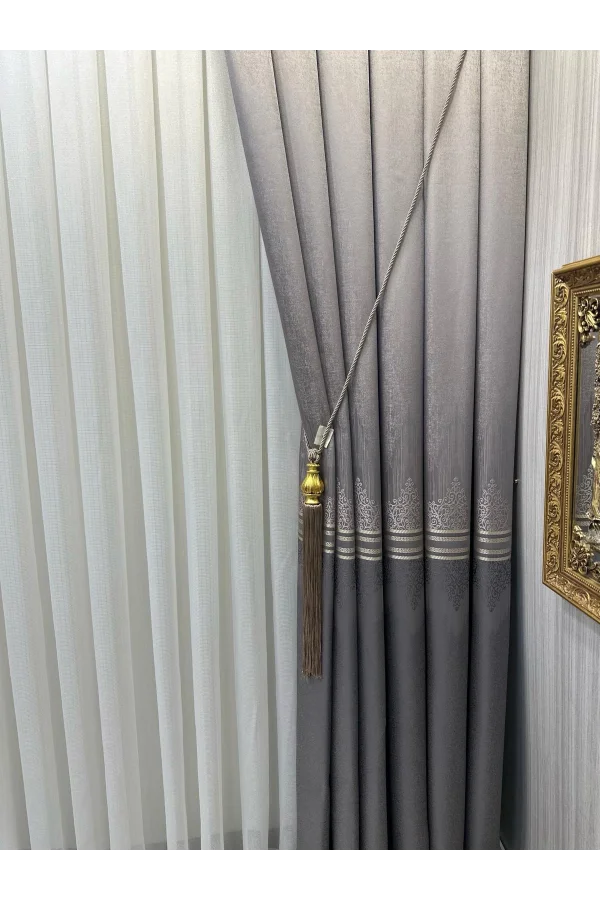 NİVEMESHOME ТИТУС СЕРЕБРЯНЫЙ FJ632145 V-5422 1/3 ПЛОТНО ПЛЕТЕНАЯ ЗАВЕСА АПМ