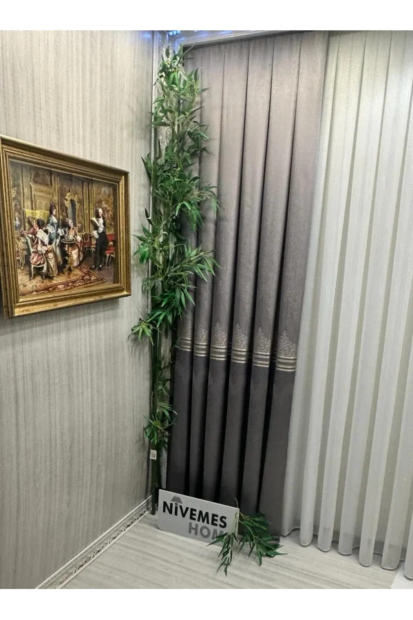 NİVEMESHOME ТИТУС СЕРЕБРЯНЫЙ FJ632145 V-5422 1/3 ПЛОТНО ПЛЕТЕНАЯ ЗАВЕСА АПМ