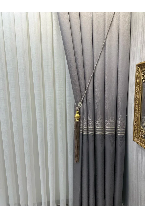 NİVEMESHOME ТИТУС СЕРЕБРЯНЫЙ FJ632145 V-5422 1/3 ПЛОТНО ПЛЕТЕНАЯ ЗАВЕСА АПМ