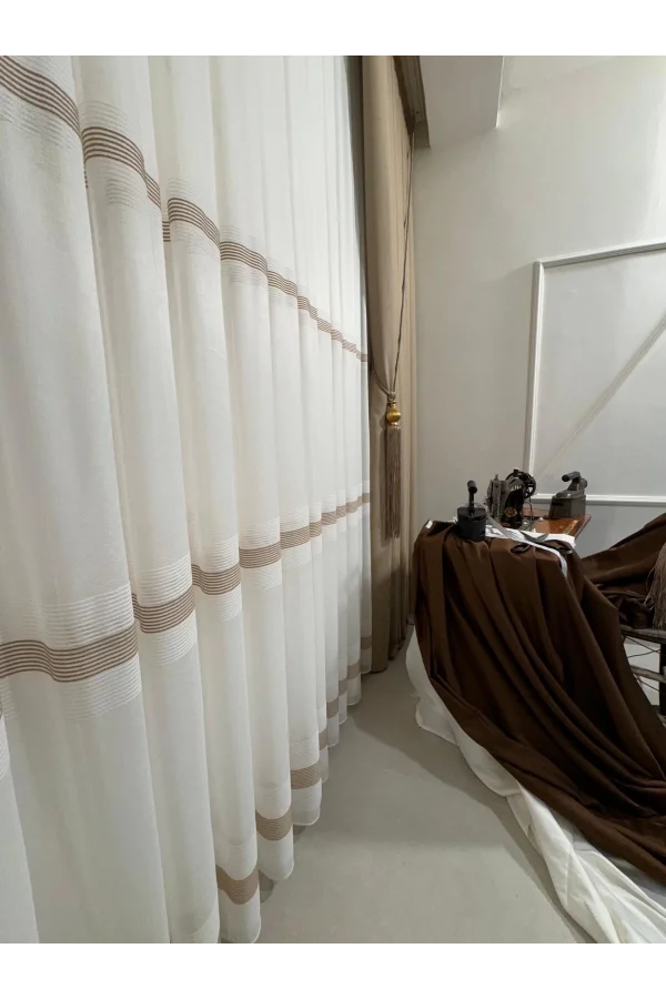 NİVEMESHOME TREND SCHIERENDETAILLIERTES 1/3 DICKFALTIGES TÜLLGARDINE APM